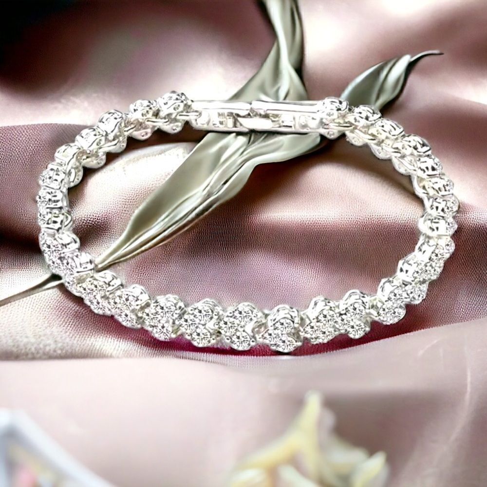 Heart Bracelet l 8” Gemstone Silver Hardware l New